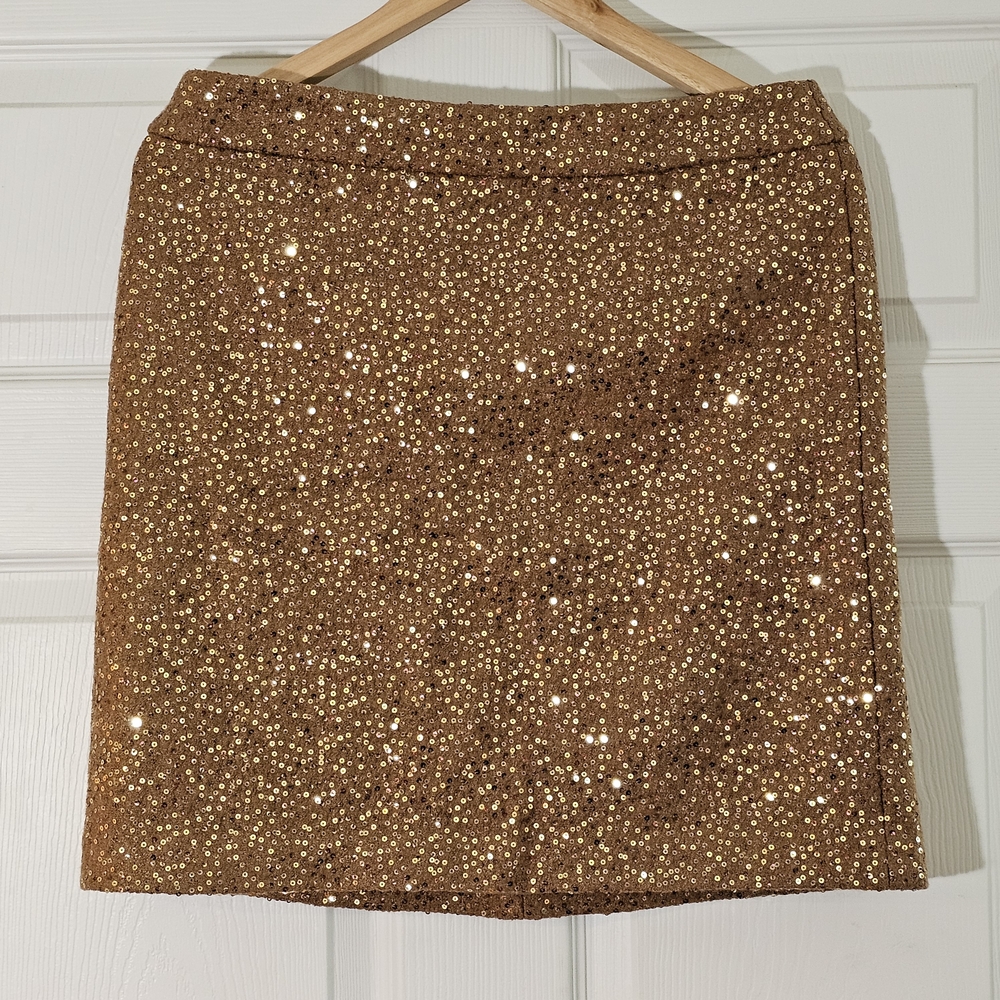 LOFT Pencil Skirt Women's Size 6 Gold Sequins